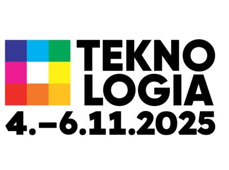 Teknologiamessut 4.-6.11.2025-logo, värikäs neliö vasemmalla ja musta teksti oikealla.