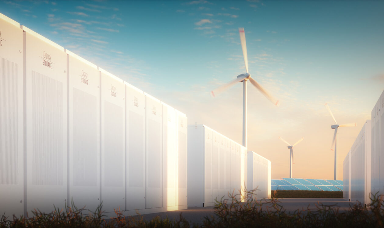 Energy storage area and at teh back wind farm