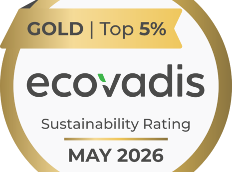 EcoVadis logo: Gold Top 5%, Sustainability rating, May 2026