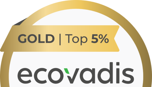 EcoVadis logo: Gold Top 5%, Sustainability rating, May 2026