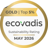 EcoVadis-tunnustuksen logo, logossa teksti: Gold Top 5%, Sustainability rating, May 2026