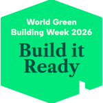 Kansainvälisen kestävän rakentamisen PR-tapahtuman, World Green Building Weekin, logo 2026.