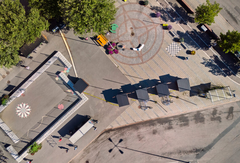 Ilmakuva Porvoon pop up-kesätorilta